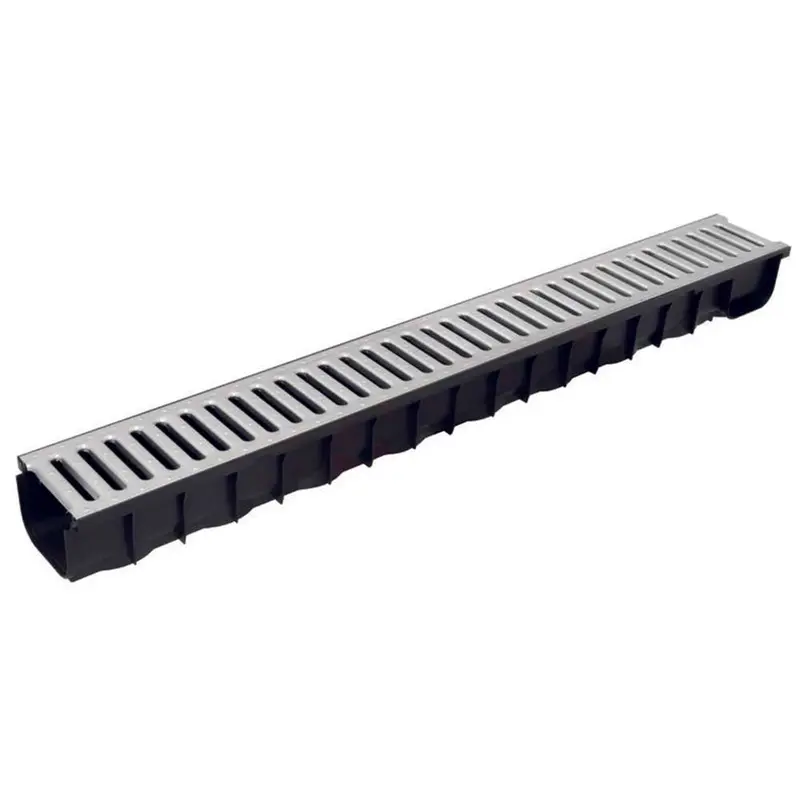 Stainless Steel Stormwater Drain Channel – 100X100Mm X 1M With Integrated Grating 1