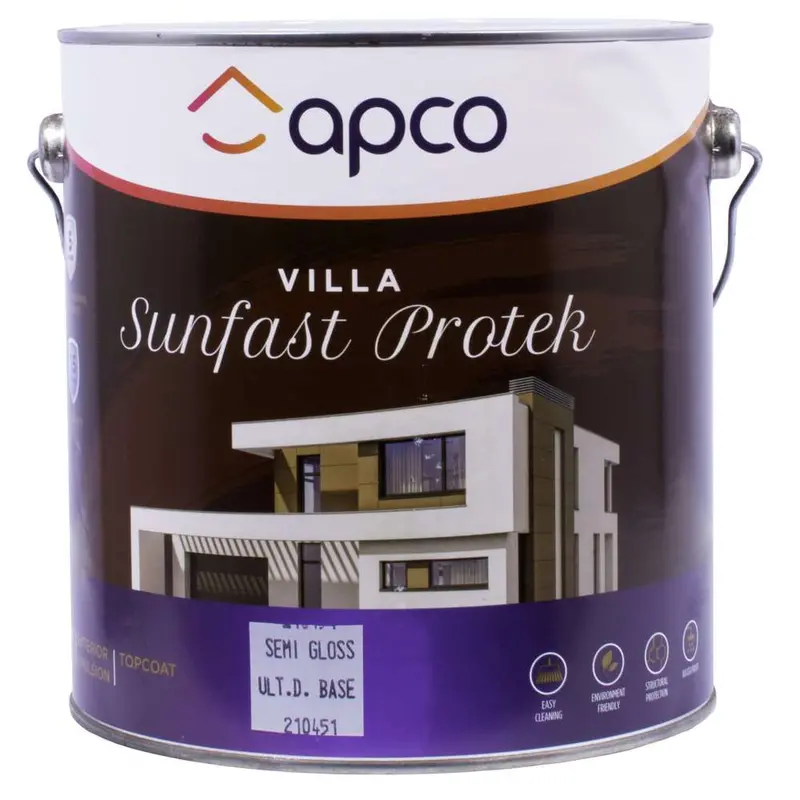 Sunfast Protek Top Coat By Apco Villa – Semi-Gloss Acrylic, Ultra Deep Base, 4 Litres 1