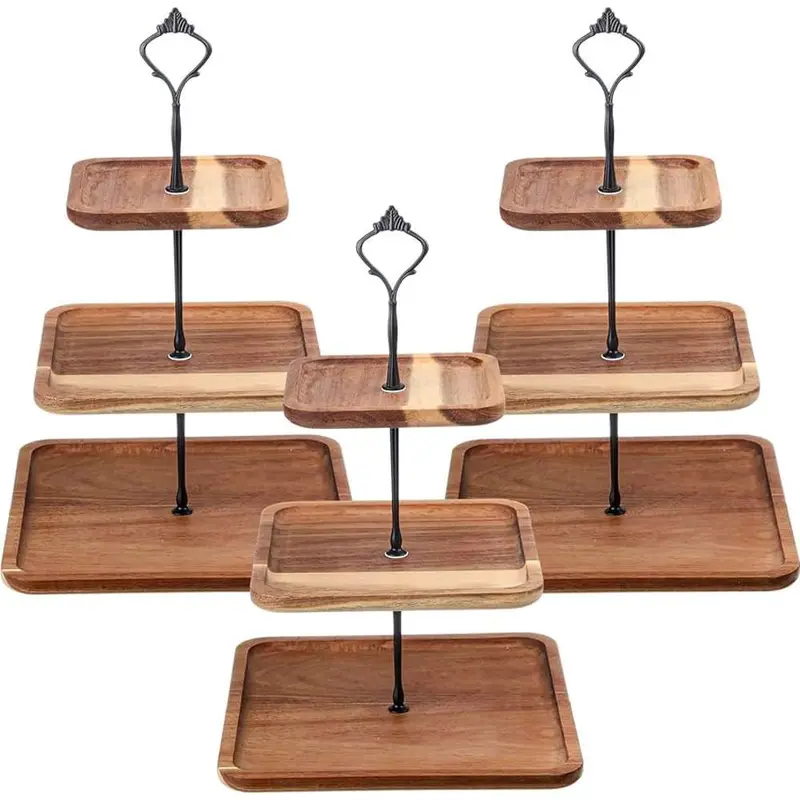Three-Tier Square Serving Tray With Integrated Holder – Organized Presentation Tray 1