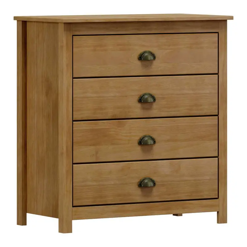 Topazio Solid Wood 4-Drawer Chest – 800 X 405 X 850 Mm, Freijo Timber 1