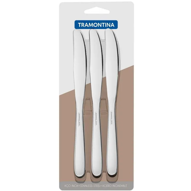 Tramontina Fphila Maresias Stainless Steel Table Knife Set – 3-Piece 1
