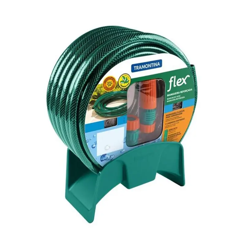 Tramontina Garden Hose Kit – 20M Reinforced Hose With Threaded Fittings & Wall-Mount Rack 1