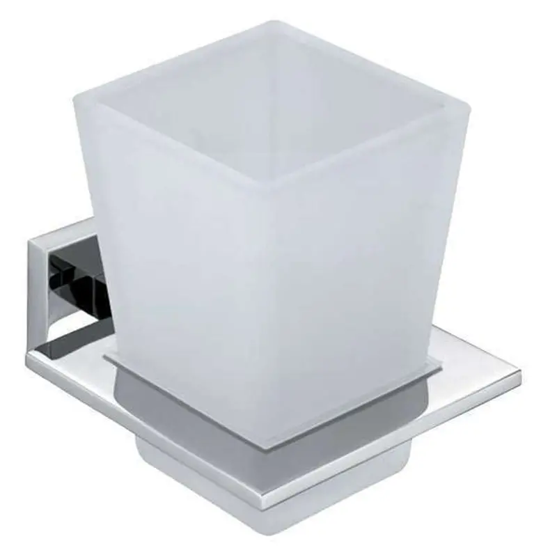 Vado Level Frosted Glass Tumbler Holder – Chrome Fixings 1