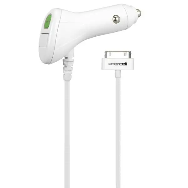 White 30-Pin Car Charger For Iphone With Dual Usb Ports – 1.5A Total Output 1