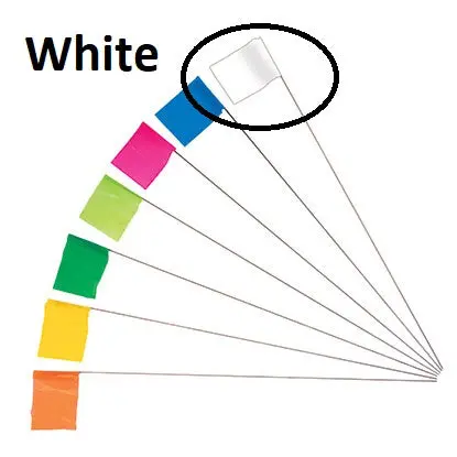 White Wire Marking Flags – 100-Pack, 2.5" × 3.5", 3-Mil Polyethylene, 21" Flexible Stem 1