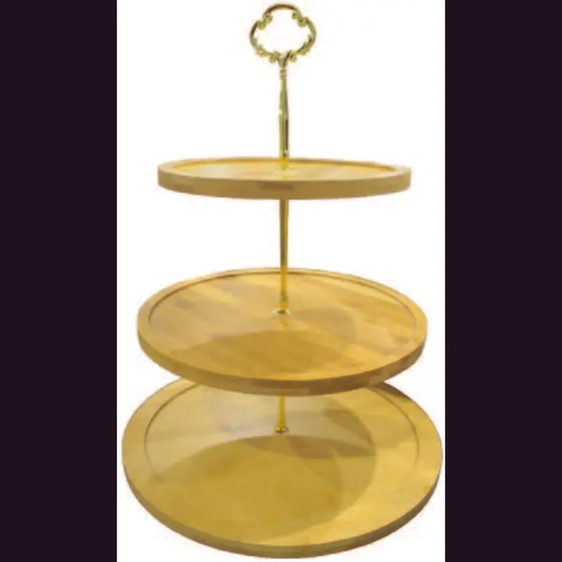 Wooden-Held Three-Tier Fruit Display Plate 1