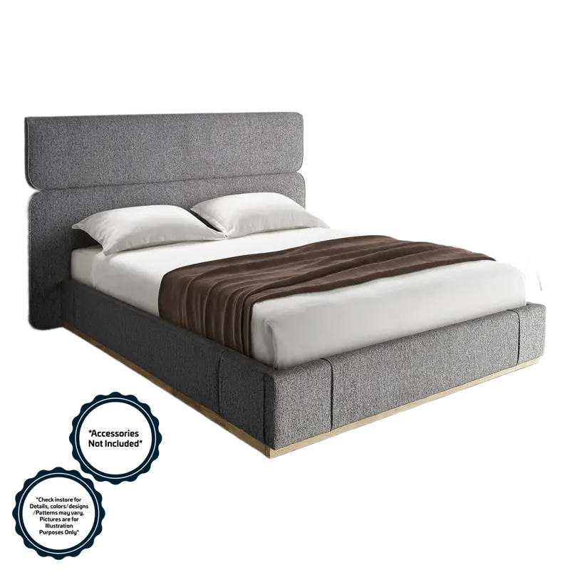 Xinhe Husk Queen Size Bed – Dark Grey, 1980 X 1530Mm (Model Xh8552) 1