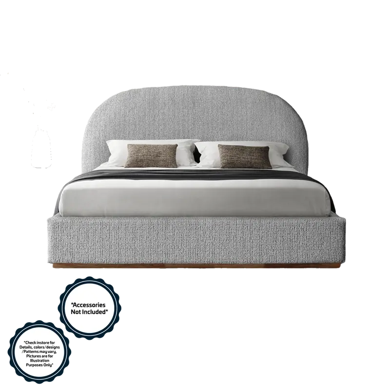 Xinhe Leno King Size Bed – Pebble Grey, 1980 X 1830Mm (Model Xh8542) 1