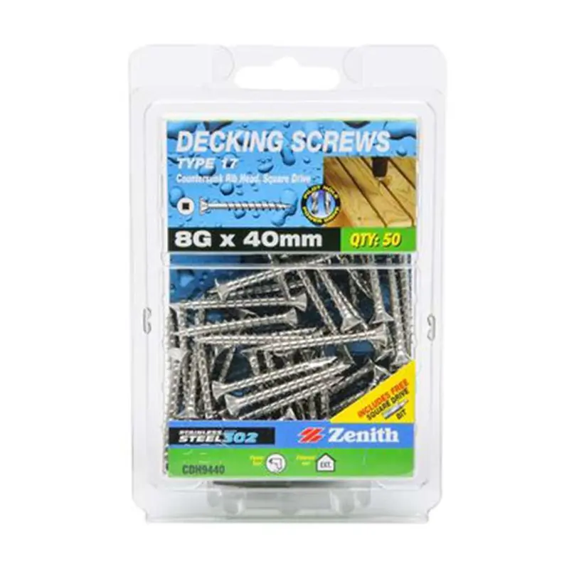 Zenith T17 Stainless Steel Decking Screw – 8G X 40Mm (50-Pack) 1