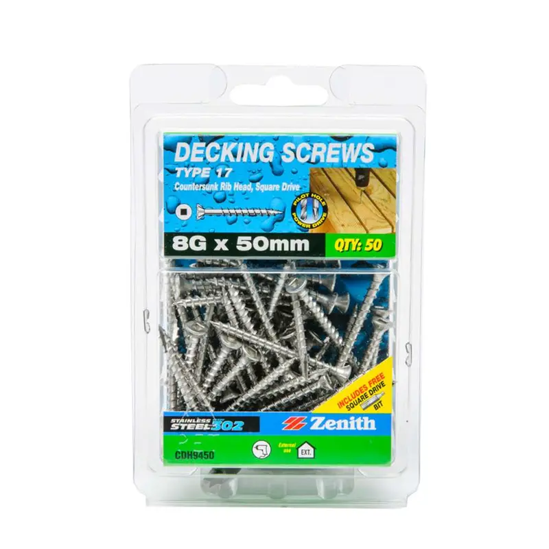 Zenith T17 Stainless Steel Decking Screw – 8G X 50Mm (50-Pack) 1
