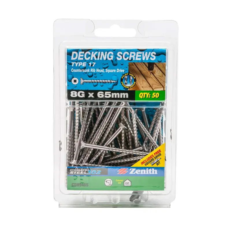 Zenith T17 Stainless Steel Decking Screw – 8G X 65Mm (50-Pack) 1