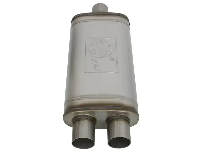 Afe Machforce Xp Stainless Steel Muffler – 2.5-Inch Center-Inlet, Dual-Outlet Design (18" L × 9" W × 4" H) 1