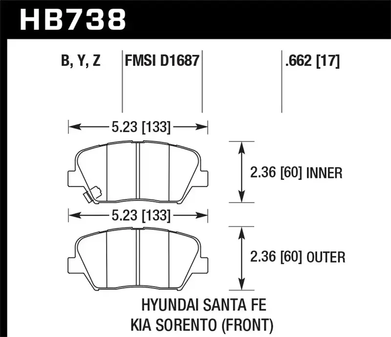 Hawk Hps 5.0 Front Disc Brake Pads – 0.662-Inch Thickness, Balanced Street And Track Performance 1