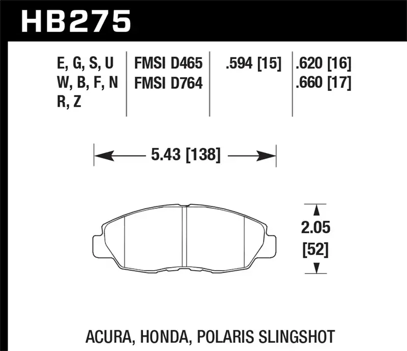Hawk Performance Dtc-60 Street/Track Brake Pads – Hb275G.594 Thickness 1