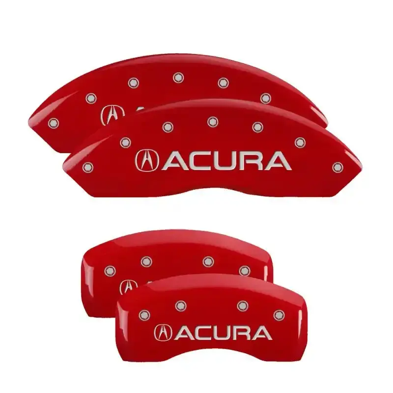 Mgp Engraved 4-Piece Brake Caliper Cover Set — Front And Rear — Acura Red Finish With Silver Accents 1